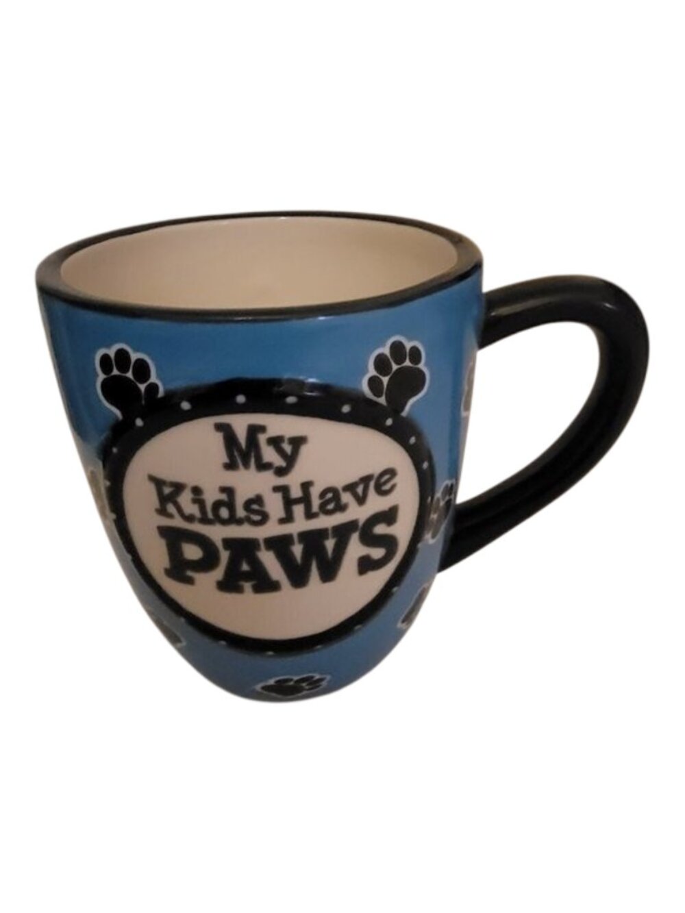 Dog Lover Mug My Kids Have Paws Blue Ceramic Coffee Cup Pet Mom Gift Paw Print